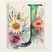 Personalisiert Letter J Floral Watercolor Planer (Vorderseite)
