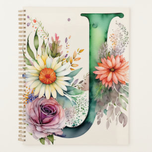 Personalisiert Letter J Floral Watercolor Planer