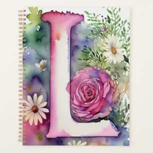 Personalisiert Letter L Floral Watercolor Notebook Planer