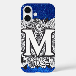Personalisiert Letter M Eleganter Glitzer iPhone 16 Hülle