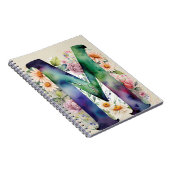 Personalisiert Letter M Floral Watercolor Notebook Notizblock (Rechte Seite)