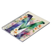 Personalisiert Letter M Floral Watercolor Notebook Notizblock (Linke Seite)