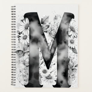 Personalisiert Letter M Floral Watercolor Notebook Planer