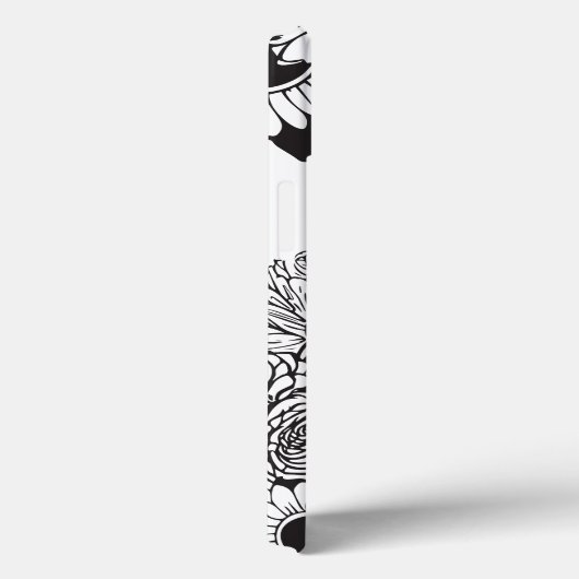 Personalisiert Letter M Schwarz-weiß Tattoo-Blume Case-Mate iPhone Hülle (Rückseite / Rechts)