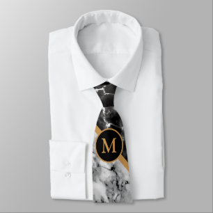 Personalisiert Letter Neck Tie Schwarz-weiß Marble Krawatte