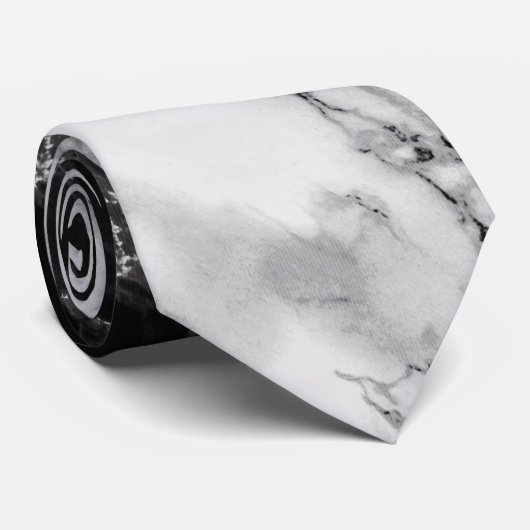 Personalisiert Letter Neck Tie Schwarz-weiß Marble Krawatte (Gerollt)