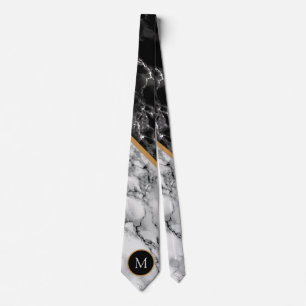 Personalisiert Letter Neck Tie Schwarz-weiß Marble Krawatte