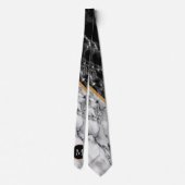Personalisiert Letter Neck Tie Schwarz-weiß Marble Krawatte (Rückseite)