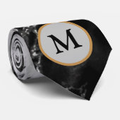 Personalisiert Letter Neck Tie Schwarz-weiß Marble Krawatte (Gerollt)