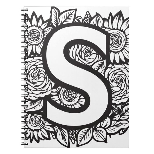 Personalisiert Letter S floral Tattoo Style Monogr Notizblock (Vorderseite)
