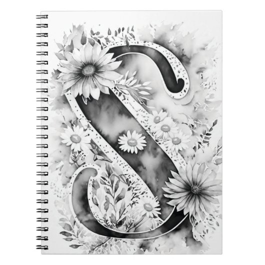 Personalisiert Letter S Floral Watercolor-Notebook Notizblock (Vorderseite)