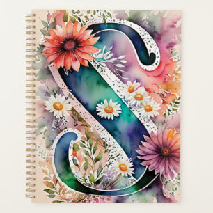 Personalisiert Letter S Floral Watercolor-Notebook Planer