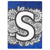 Personalisiert Letter S Glitzer Tattoo-Blume Klemmbrett (Rückseite)