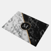 Personalisiert Letter Schwarz-weiß Marble Doormat Fußmatte (Schrägansicht)
