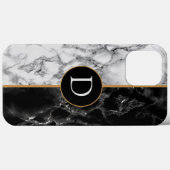 Personalisiert Letter Schwarz-weiß Marble iPhone C Case-Mate iPhone Hülle (Rückseite (Horizontal))