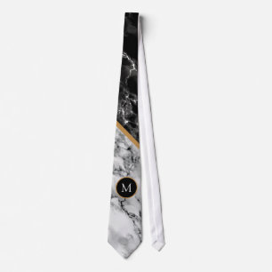 Personalisiert Letter Schwarz-weiß Marble Neck Tie Krawatte