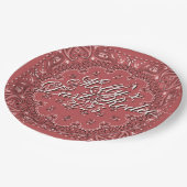 Personalisiert Letzte Rodeo Roter Western Bachelor Pappteller (Schrägansicht)