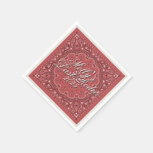 Personalisiert Letzte Rodeo Roter Western Bachelor Serviette (Ecke)