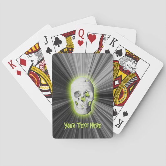 Personalisiert leuchtende Green Skull Playing Card Spielkarten (Rückseite)
