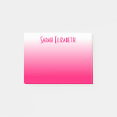 Personalisiert leuchtendes Rosa bis weißes Weiß Post-it Klebezettel (Vorderseite)