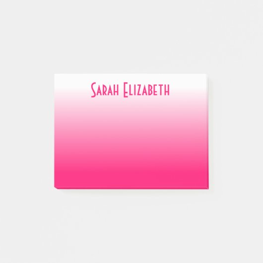 Personalisiert leuchtendes Rosa bis weißes Weiß Post-it Klebezettel (Vorderseite)