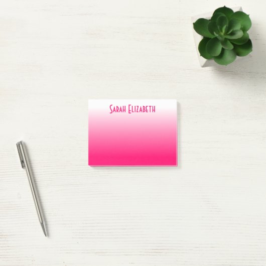 Personalisiert leuchtendes Rosa bis weißes Weiß Post-it Klebezettel (Büro)