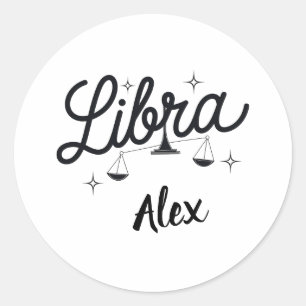 Personalisiert Libra Zodiac Signa Art Runder Aufkleber