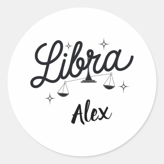 Personalisiert Libra Zodiac Signa Art Runder Aufkleber (Vorderseite)