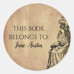 Personalisiert Library Buchzeichen Vintag Parchmen Runder Aufkleber