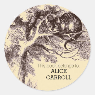Personalisiert Library Cheshire Cat Buchzeichen Runder Aufkleber