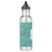 Personalisiert LICHT AQUAMARINE florale Monogramm Edelstahlflasche (Links)
