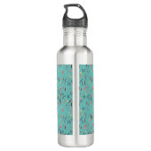 Personalisiert LICHT AQUAMARINE florale Monogramm Edelstahlflasche (Rückseite)