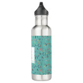 Personalisiert LICHT AQUAMARINE florale Monogramm Edelstahlflasche (Rechts)