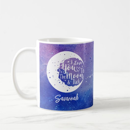 Personalisiert Liebe ich dich zum Mond und zurück Kaffeetasse (Links)