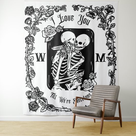 Personalisiert Liebe ich dir, Skelettverheiratung Wandteppich (Beispiel)