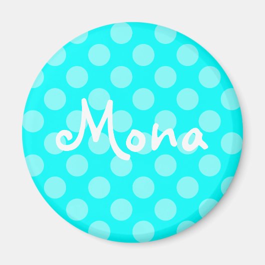 Personalisiert Light Aqua Polka Dot Magnet (Vorne)