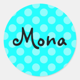 Personalisiert Light Aqua Polka Dot Runder Aufkleber