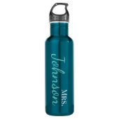 Personalisiert Light Aquamarin Calligraphy School Edelstahlflasche (Vorderseite)