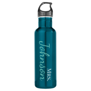Personalisiert Light Aquamarin Calligraphy School  Edelstahlflasche