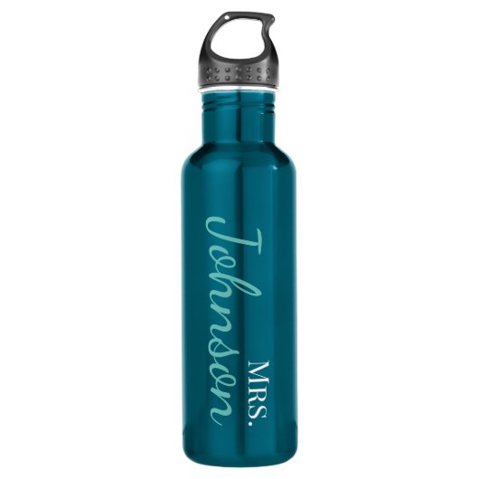 Personalisiert Light Aquamarin Calligraphy School  Edelstahlflasche (Vorderseite)