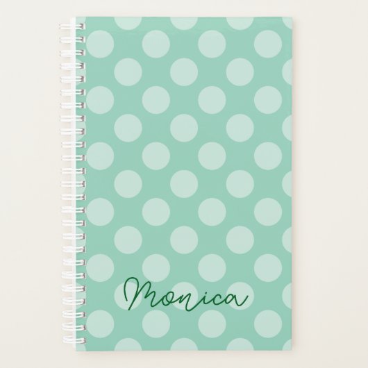 Personalisiert Light Aquamarin Polka Dot Planer (Vorderseite)