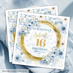 Personalisiert Light Blue 16 . Geburtstag Glitzer Serviette