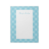 Personalisiert Light Blue Gingham Notepad Notizblock (Rotiert)