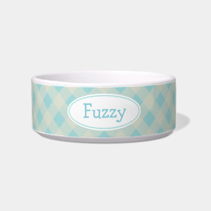 Personalisiert Light Blue Gingham Pet Bowl Napf