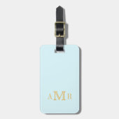 Personalisiert Light Blue Monogram Gepäckanhänger (Vorderseite vertikal)