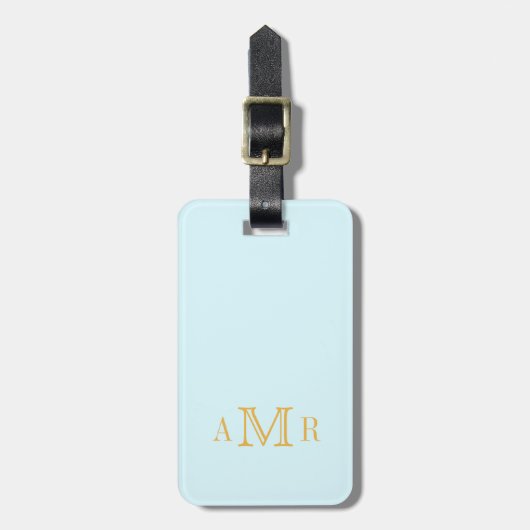 Personalisiert Light Blue Monogram Gepäckanhänger (Vorderseite vertikal)