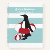 Personalisiert Light Blue Niedliche Pinguin Schwim Notizblock (Vorderseite)