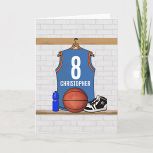Personalisiert Light Blue Orange Basketball Jersey Karte
