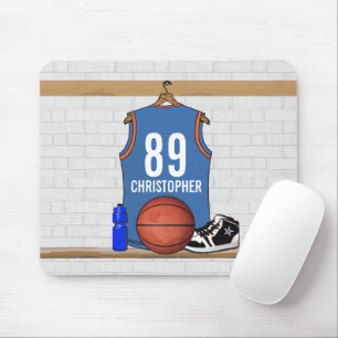 Personalisiert Light Blue Orange Basketball Jersey Mousepad