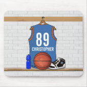Personalisiert Light Blue Orange Basketball Jersey Mousepad (Vorne)